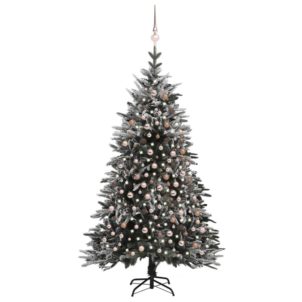 Künstlicher Weihnachtsbaum LEDs & Kugeln Beschneit 240cm PVC PE