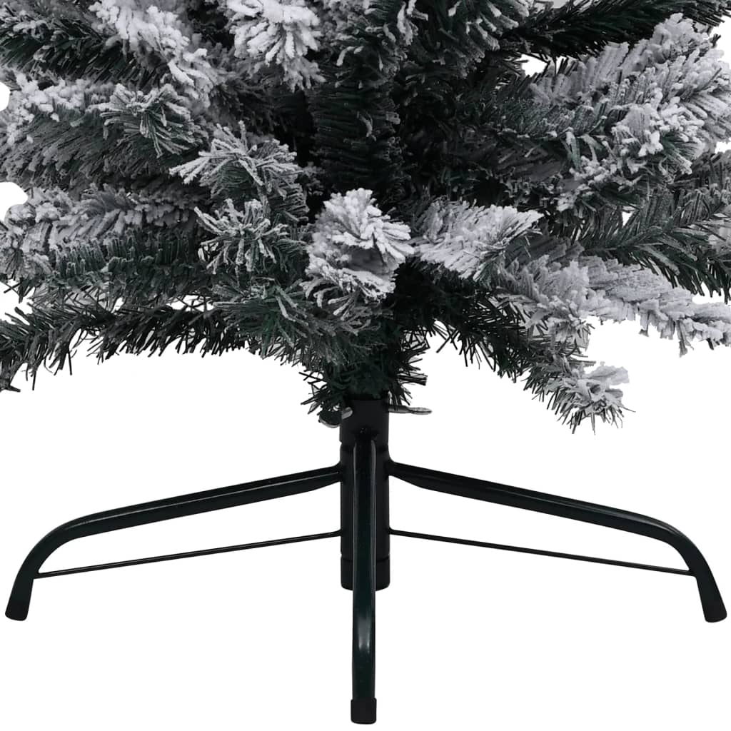 Weihnachtsbaum Schlank Beschneit mit LEDs & Kugeln Grün 120 cm
