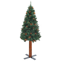 Thumbnail for Weihnachtsbaum Schlank mit LEDs & Kugeln Grün 210 cm PVC