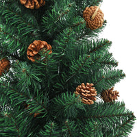Thumbnail for Weihnachtsbaum Schlank mit LEDs & Kugeln Grün 210 cm PVC
