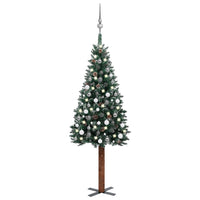 Thumbnail for Weihnachtsbaum Schlank mit LEDs & Kugeln Grün 180 cm