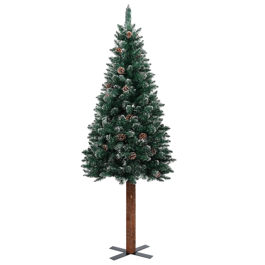 Weihnachtsbaum Schlank mit LEDs & Kugeln Grün 180 cm
