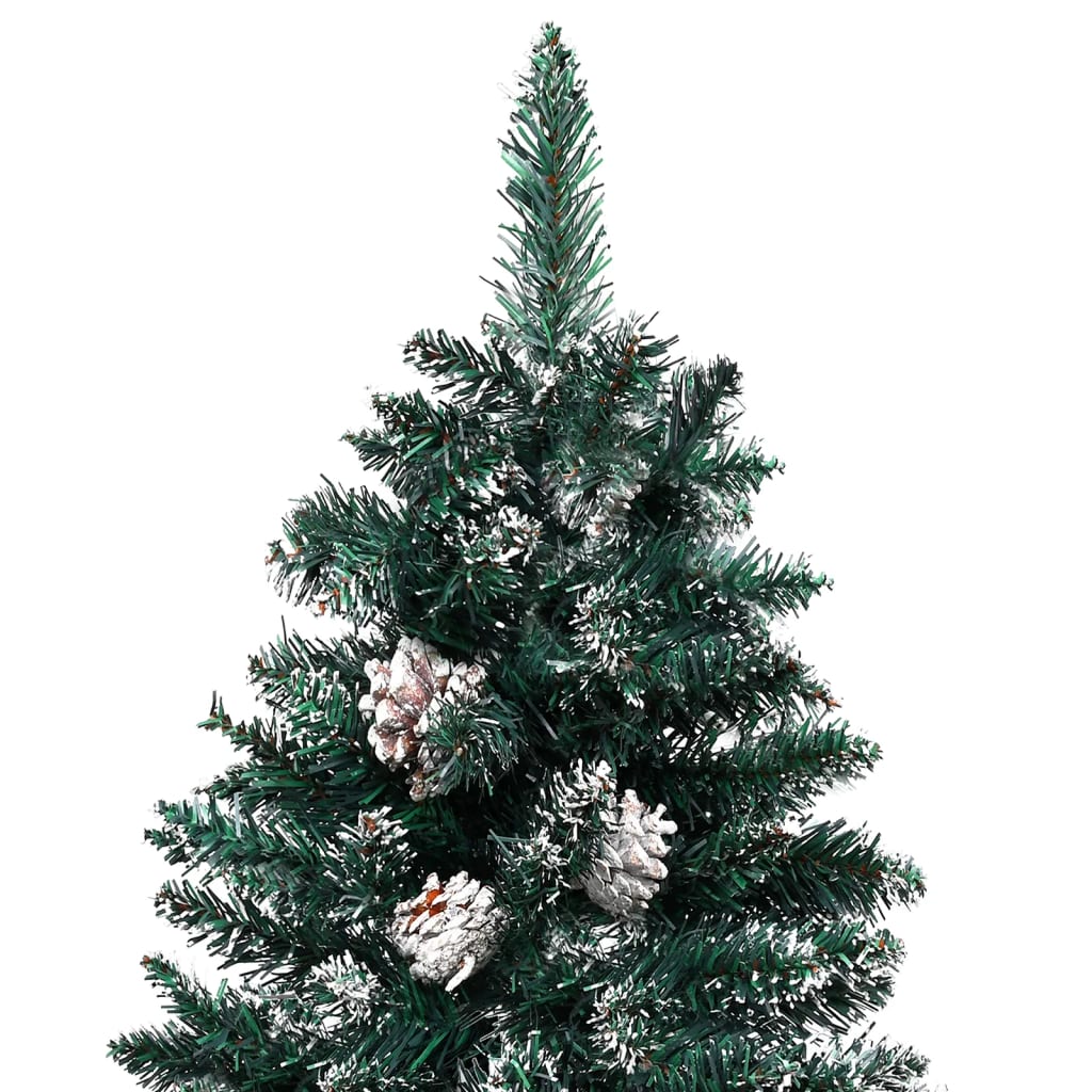 Weihnachtsbaum Schlank mit LEDs & Kugeln Grün 180 cm
