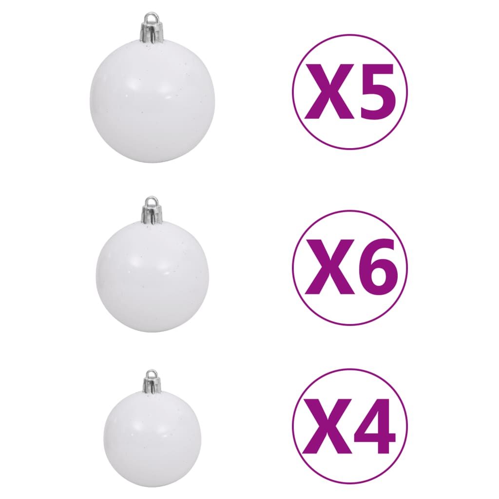 Künstlicher Weihnachtsbaum LEDs & Kugeln Grün 180 cm PVC & PE