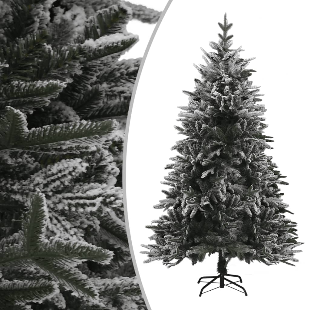 Künstlicher Weihnachtsbaum Schnee LEDs & Kugeln 150 cm PVC & PE