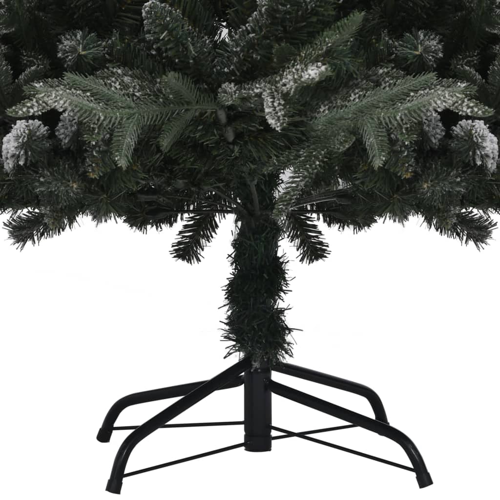 Künstlicher Weihnachtsbaum Schnee LEDs & Kugeln 150 cm PVC & PE