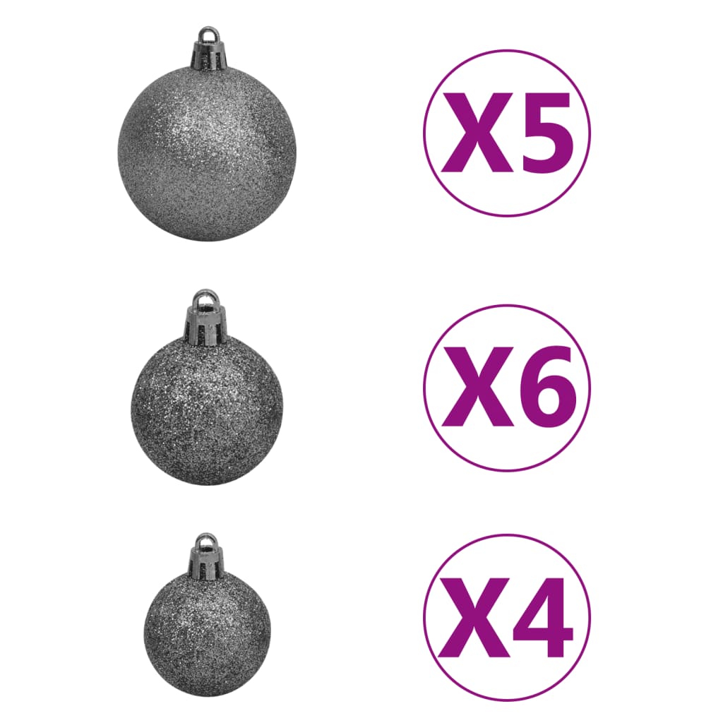 Künstlicher Weihnachtsbaum Schnee LEDs & Kugeln 150 cm PVC & PE