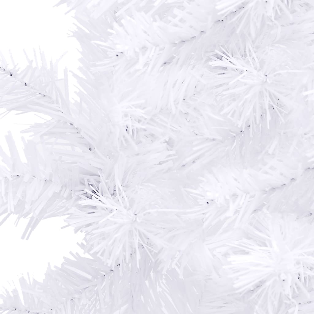 Künstlicher Eck-Weihnachtsbaum LEDs & Kugeln Weiß 150 cm PVC
