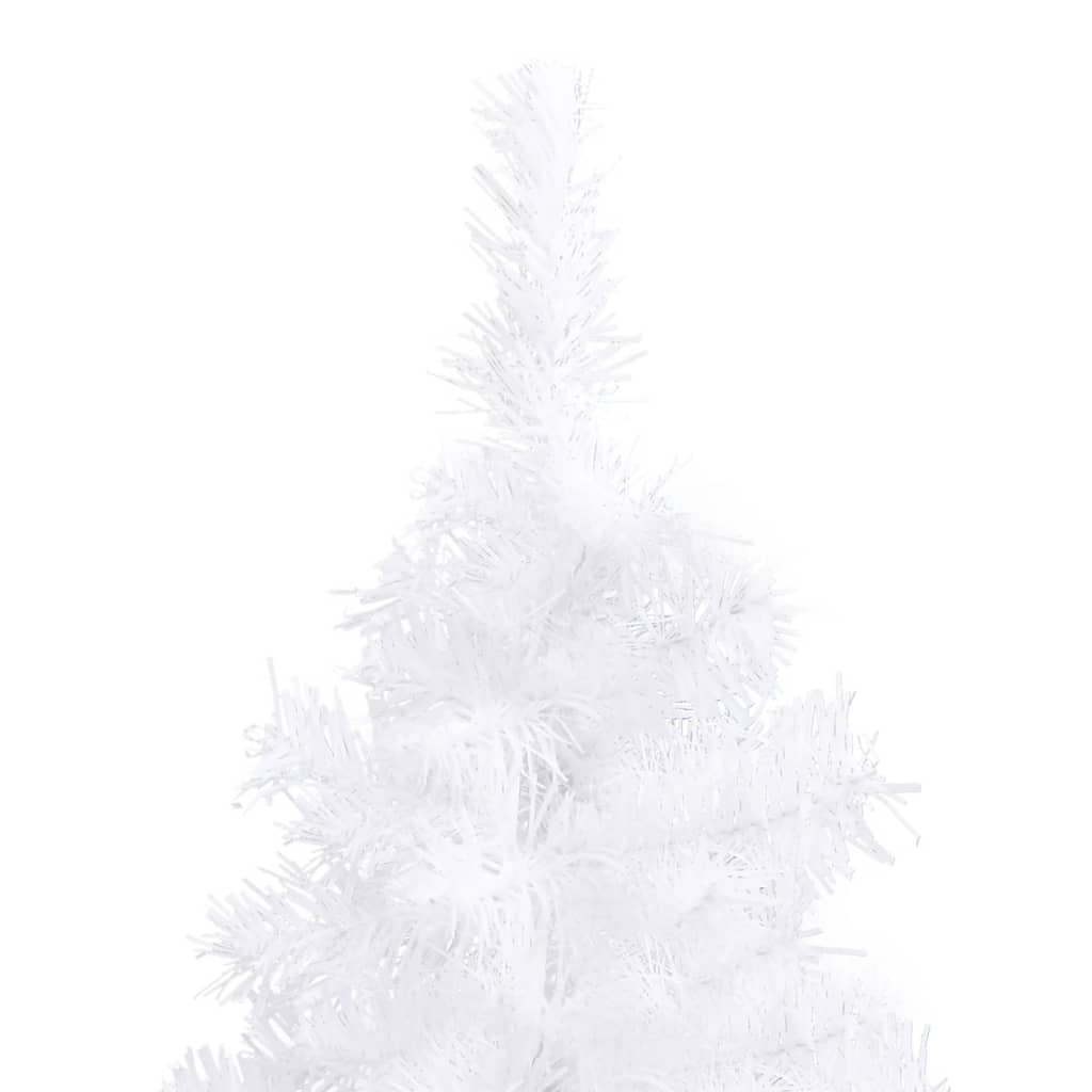 Künstlicher Eck-Weihnachtsbaum LEDs & Kugeln Weiß 150 cm PVC