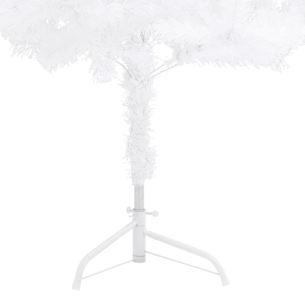 Künstlicher Eck-Weihnachtsbaum LEDs & Kugeln Weiß 150 cm PVC