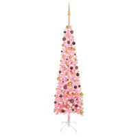 Thumbnail for Weihnachtsbaum Schlank mit LEDs & Kugeln Rosa 240 cm