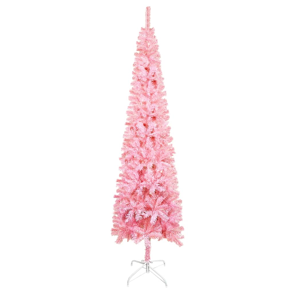 Weihnachtsbaum Schlank mit LEDs & Kugeln Rosa 240 cm