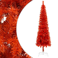 Thumbnail for Weihnachtsbaum Schlank mit LEDs & Kugeln Rot 150 cm