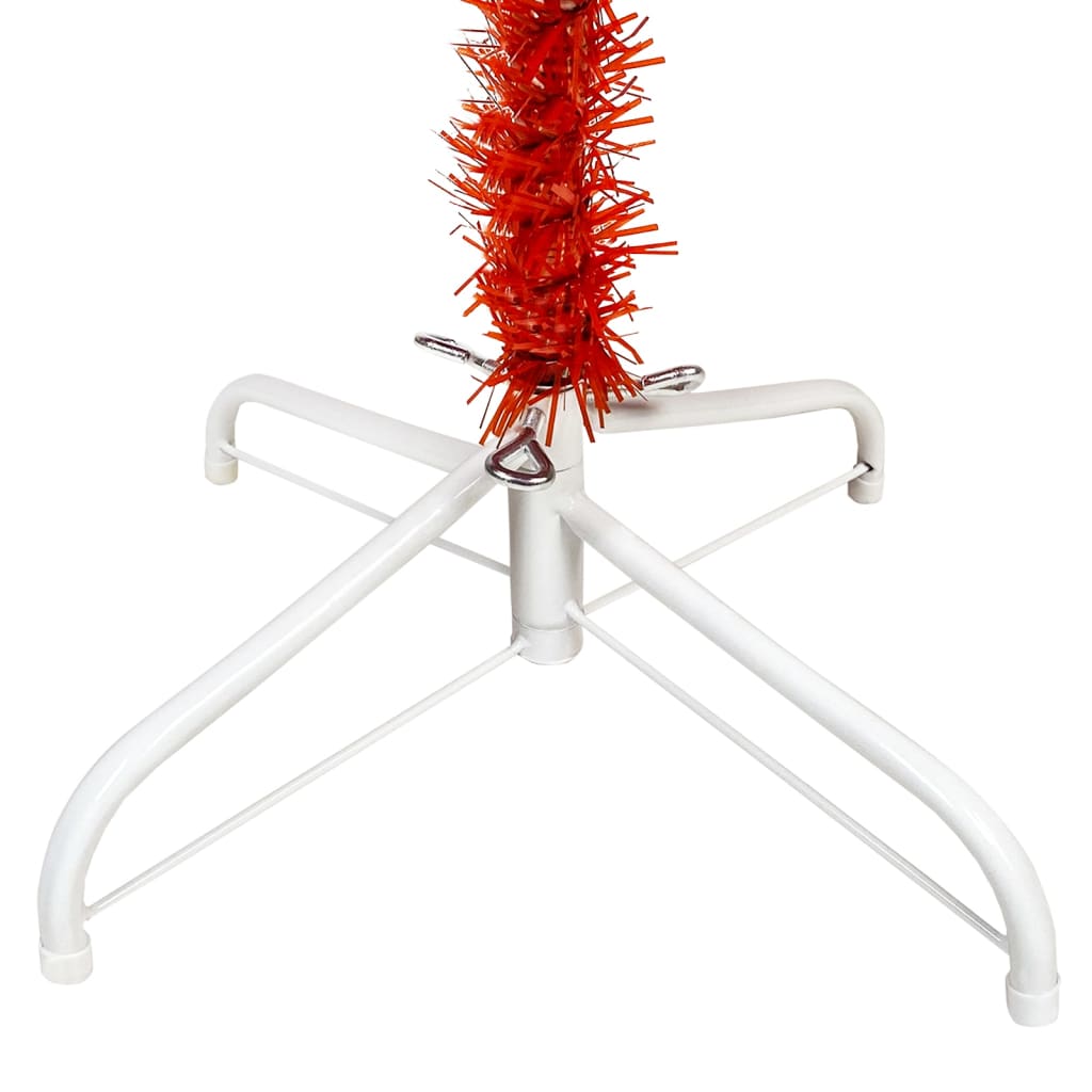 Weihnachtsbaum Schlank mit LEDs & Kugeln Rot 150 cm