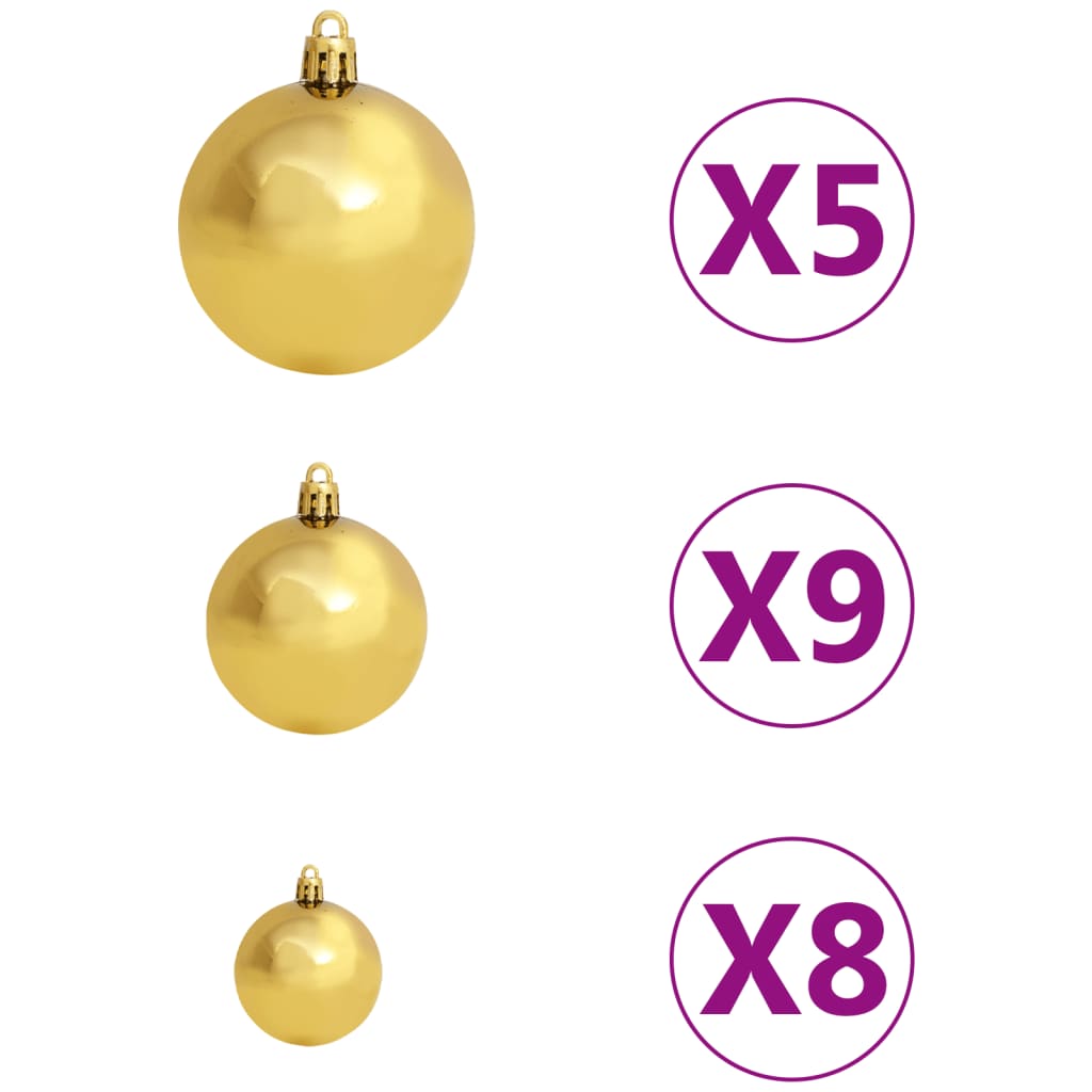 Weihnachtsbaum Schlank mit LEDs & Kugeln Rot 150 cm
