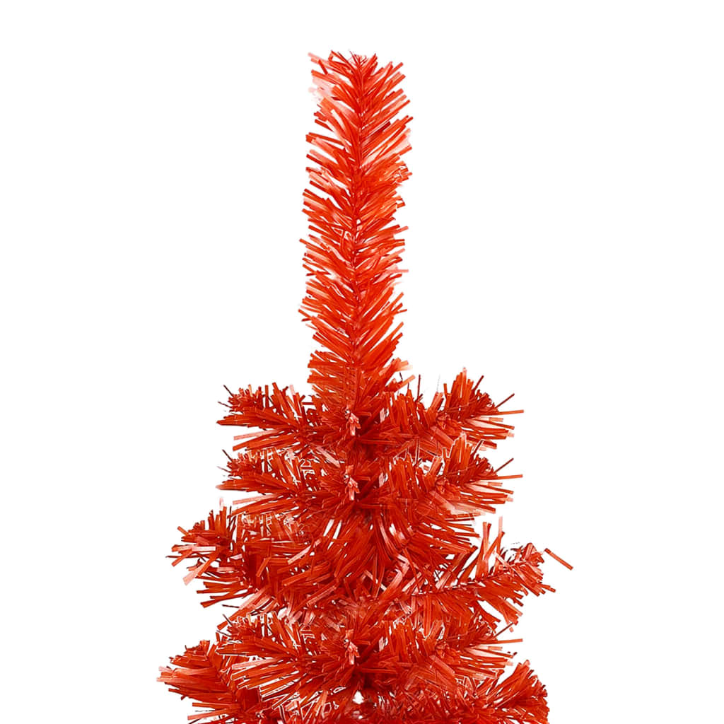 Weihnachtsbaum Schlank mit LEDs & Kugeln Rot 210 cm
