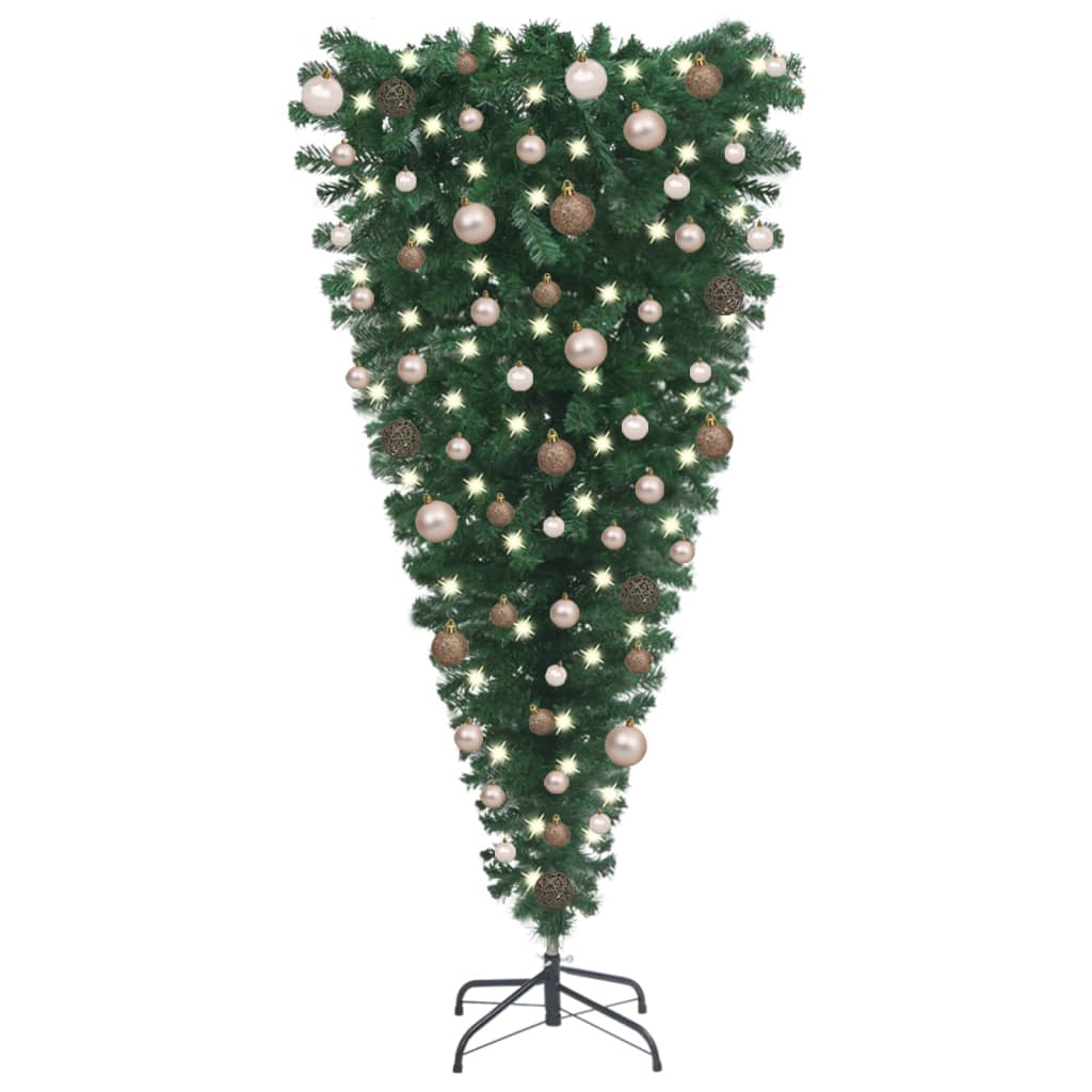 Künstlicher Weihnachtsbaum Kopfüber LEDs & Kugeln 180 cm