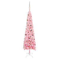 Thumbnail for Schlanker Weihnachtsbaum mit LEDs & Kugeln Rosa 210 cm