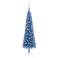 Thumbnail for Schlanker Weihnachtsbaum mit LEDs & Kugeln Blau 240 cm