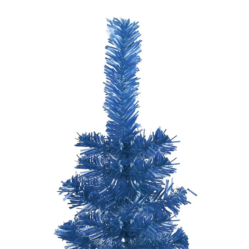 Schlanker Weihnachtsbaum mit LEDs & Kugeln Blau 240 cm