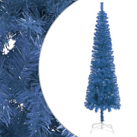 Thumbnail for Schlanker Weihnachtsbaum mit LEDs & Kugeln Blau 150 cm