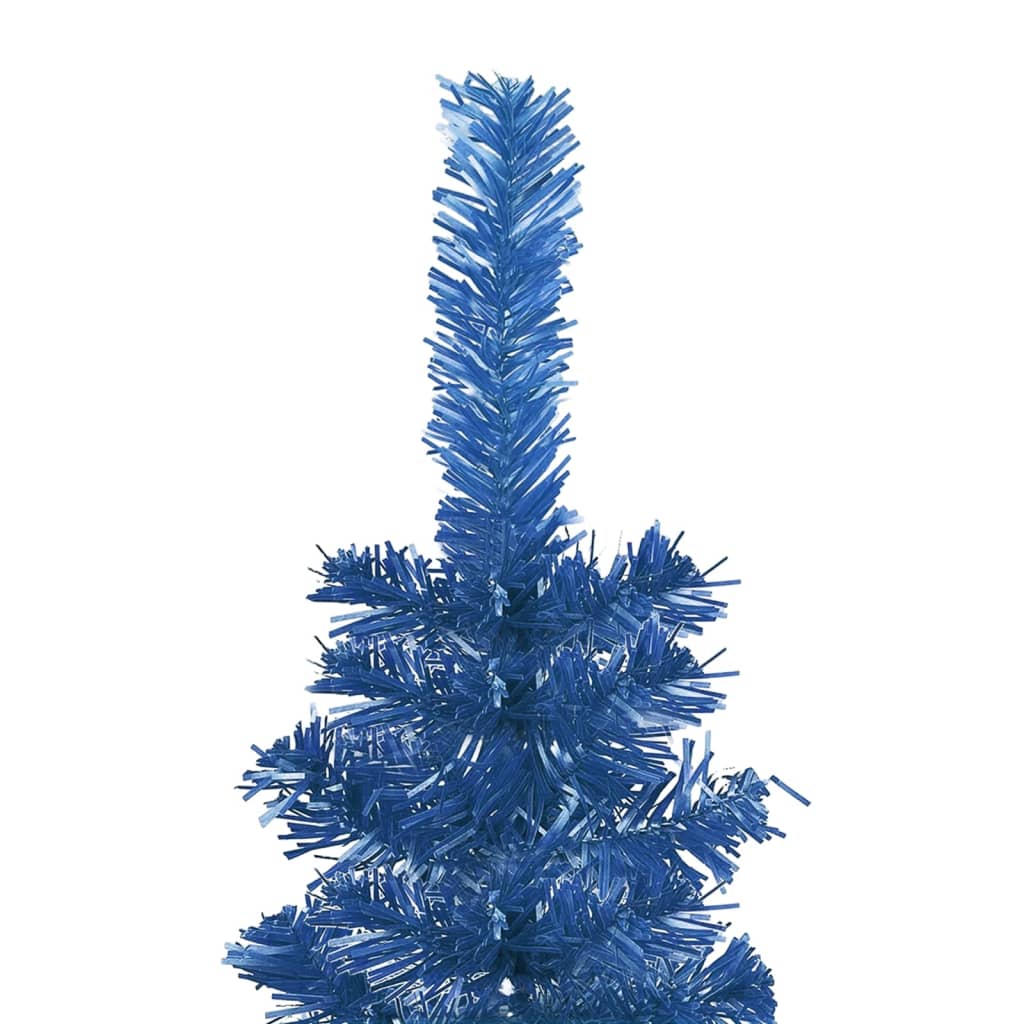 Schlanker Weihnachtsbaum mit LEDs & Kugeln Blau 150 cm