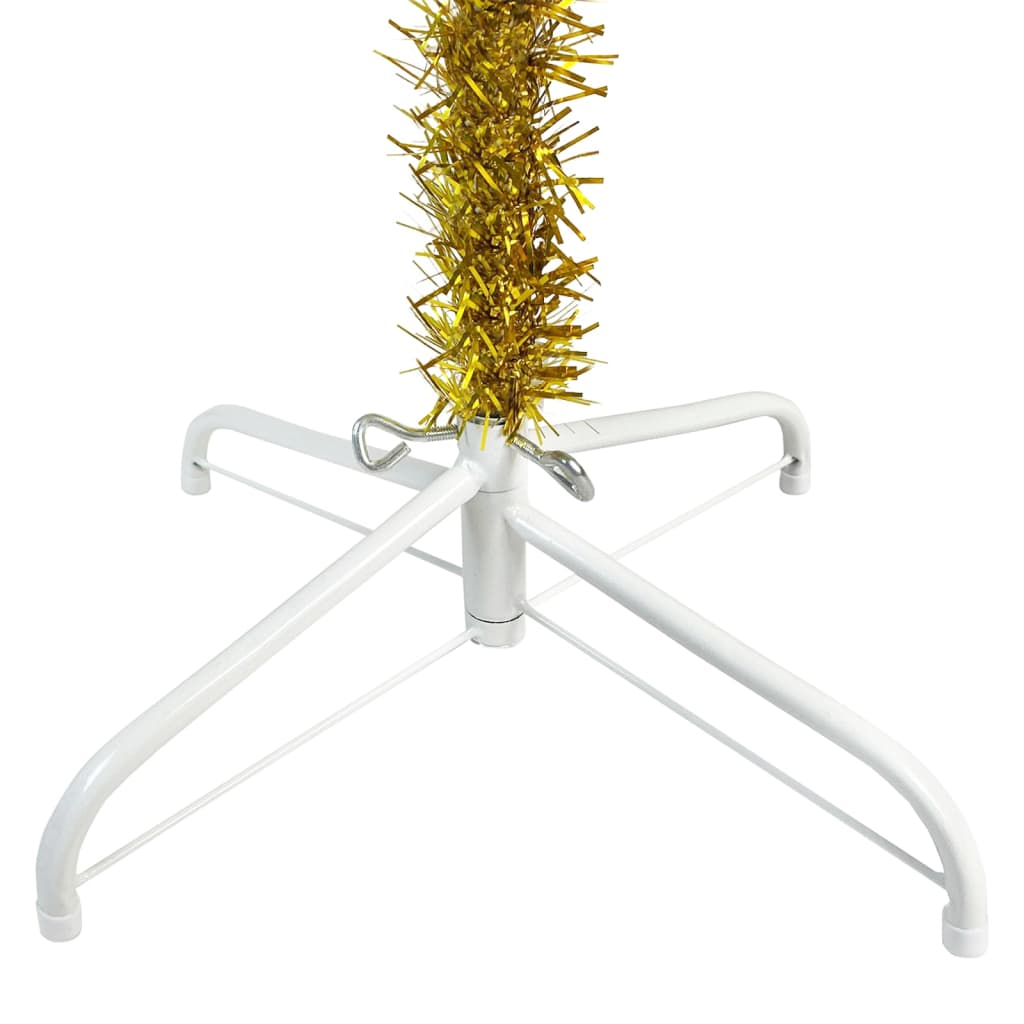 Schlanker Weihnachtsbaum mit LEDs & Kugeln Golden 150 cm