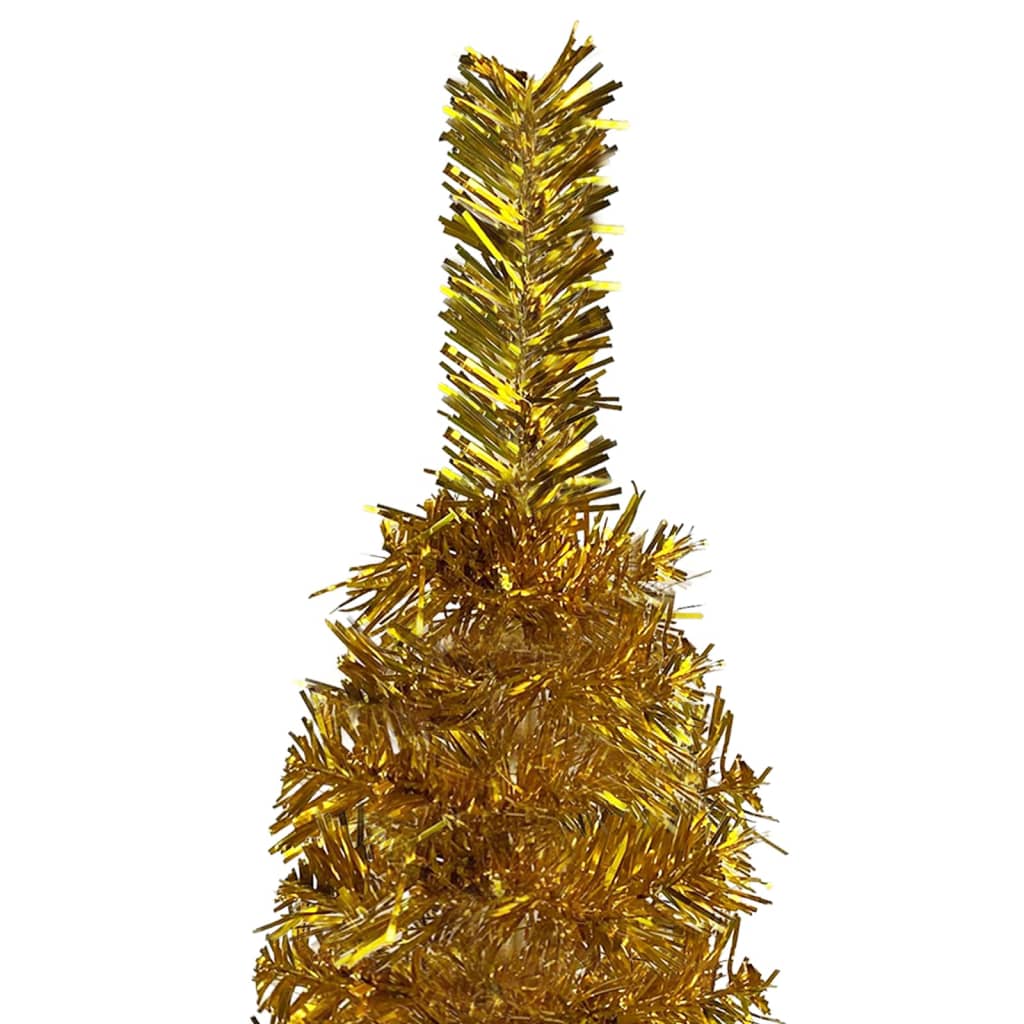 Schlanker Weihnachtsbaum mit LEDs & Kugeln Golden 150 cm