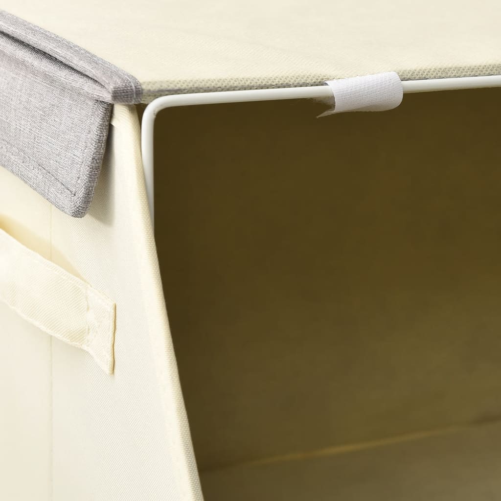 3-tlg. Aufbewahrungsboxen-Set Stapelbar Stoff Grau & Creme