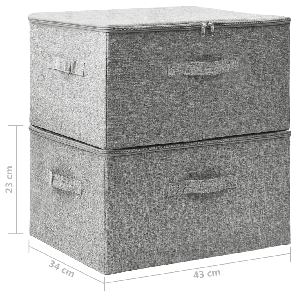 Aufbewahrungsboxen 2 Stk. Stoff 43x34x23 cm Grau