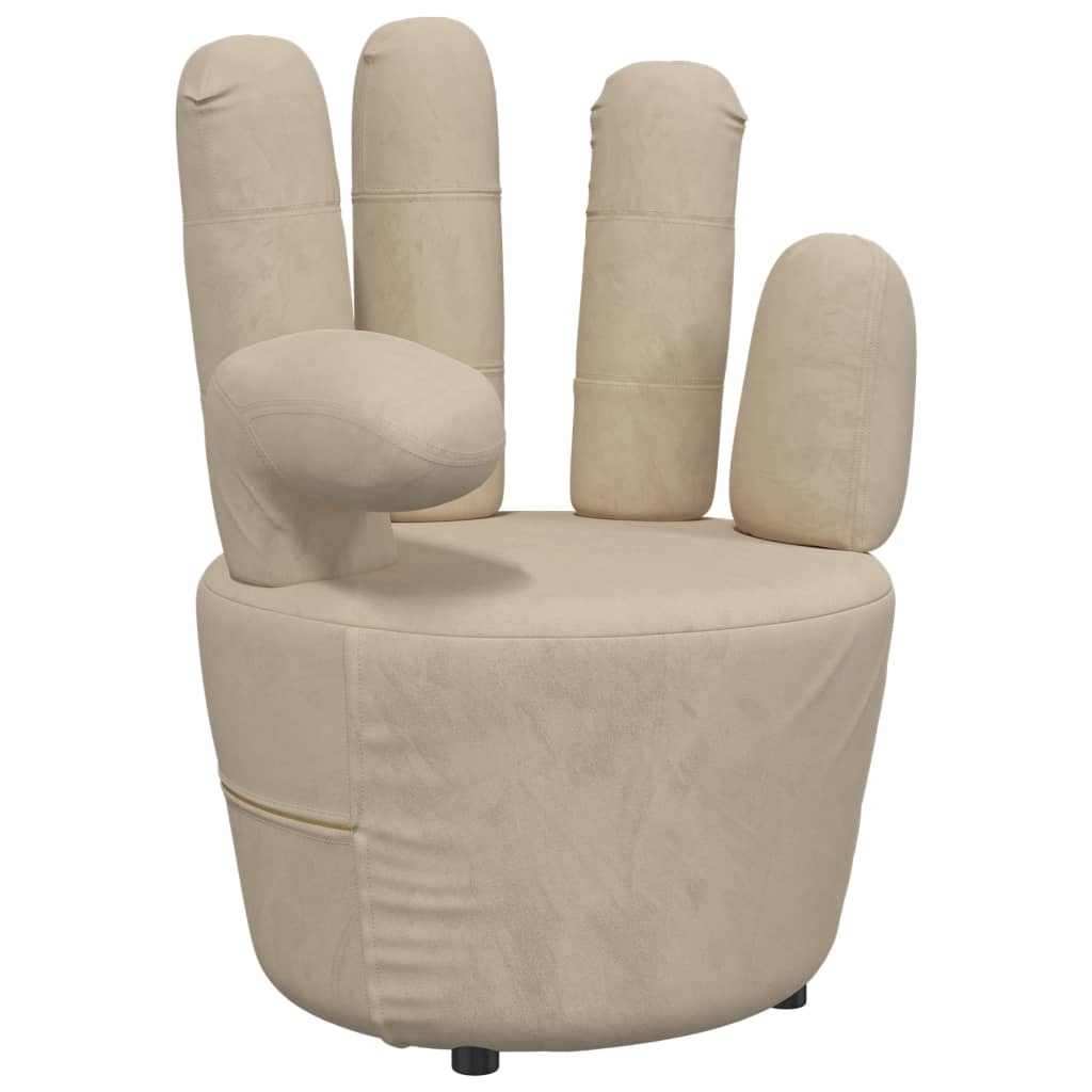 Stuhl in Handform Hellgrau Samt