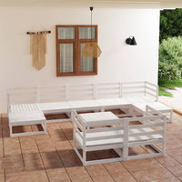 Thumbnail for 10-tlg. Garten-Lounge-Set Weiß Massivholz Kiefer