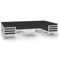 Thumbnail for 10-tlg. Garten-Lounge-Set mit Kissen Weiß Massivholz Kiefer