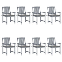 Thumbnail for Gartenstühle mit Kissen 8 Stk. Massivholz Akazie Grau