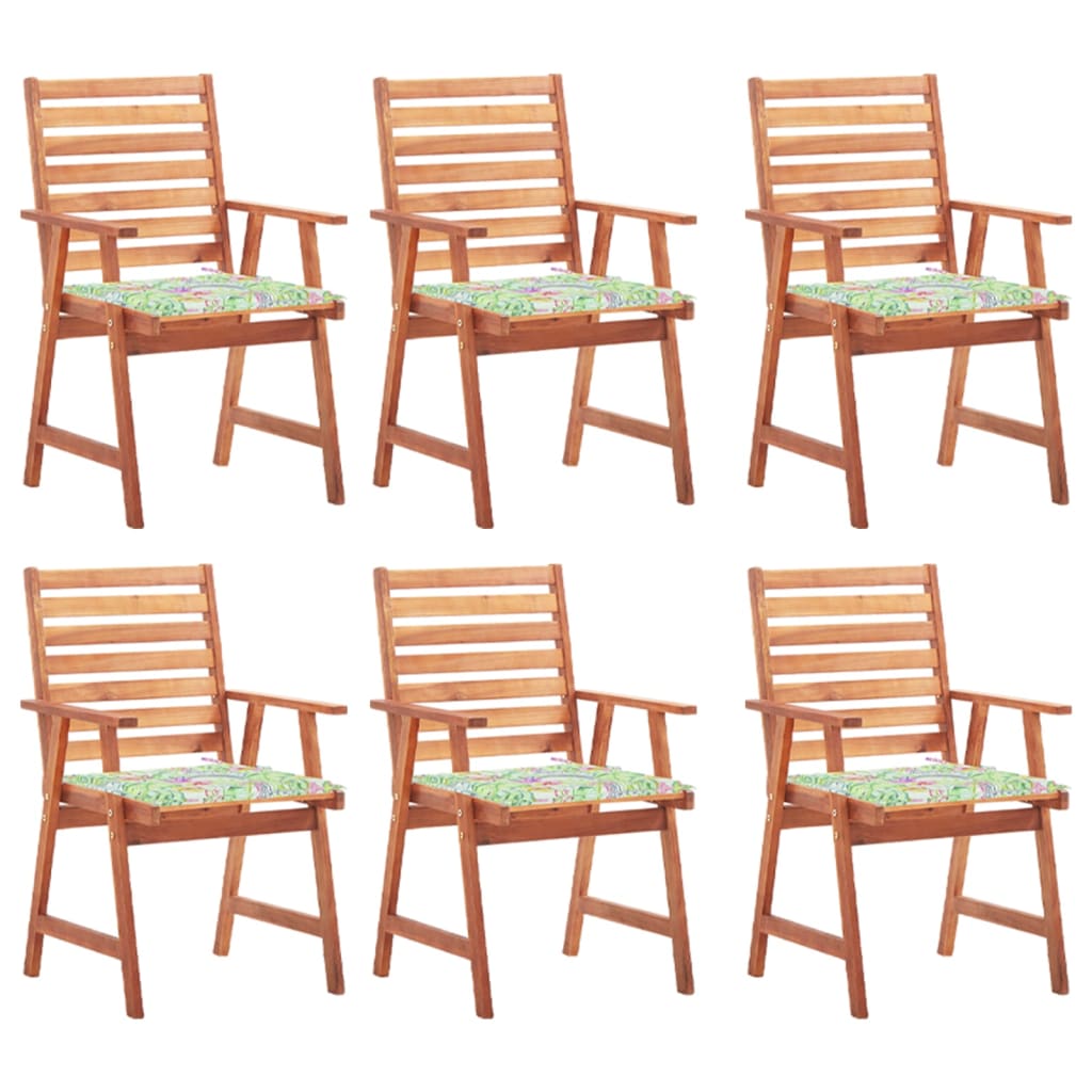 Garten-Essstühle 6 Stk. mit Kissen Massivholz Akazie