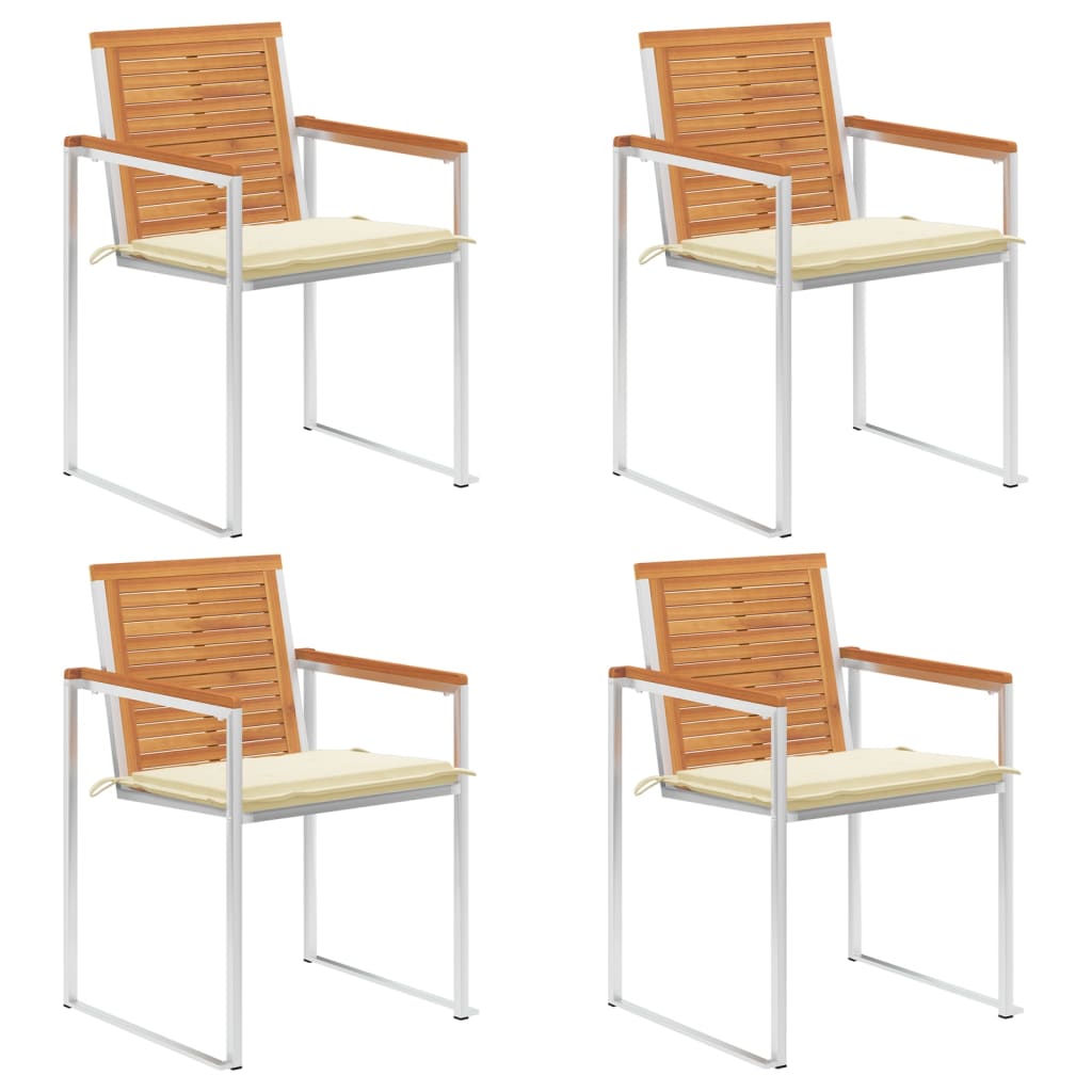 Gartenstühle 4 Stk. mit Kissen Massivholz Akazie