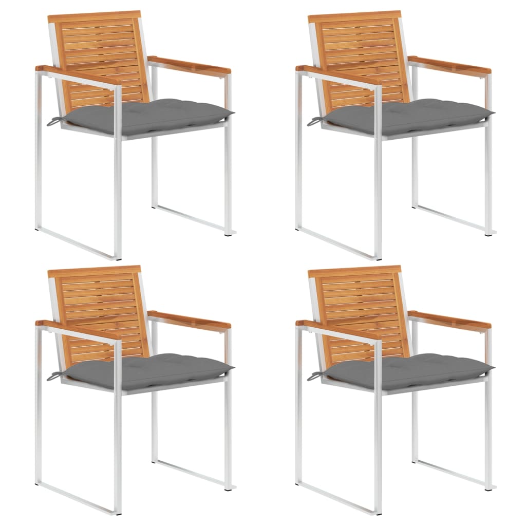 Gartenstühle 4 Stk. mit Kissen Massivholz Akazie