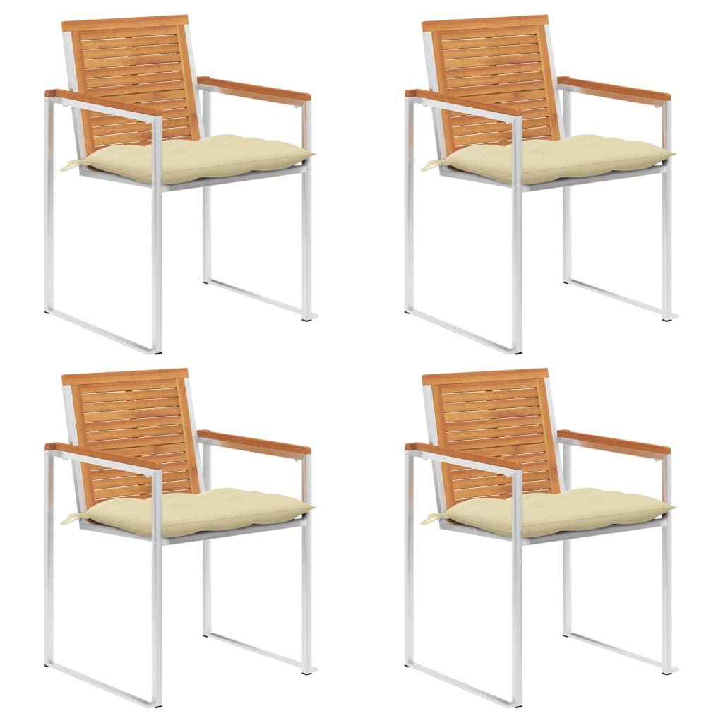 Gartenstühle 4 Stk. mit Kissen Massivholz Akazie