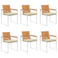 Thumbnail for Gartenstühle 6 Stk. mit Kissen Massivholz Akazie