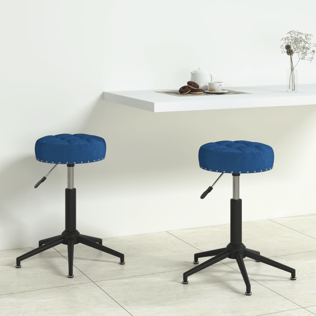 Essstühle 2 Stk. Drehbar Blau Samt