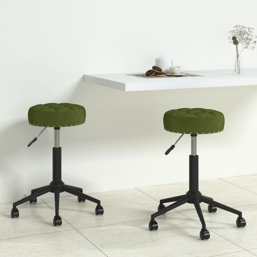Essstühle 2 Stk. Drehbar Hellgrün Samt