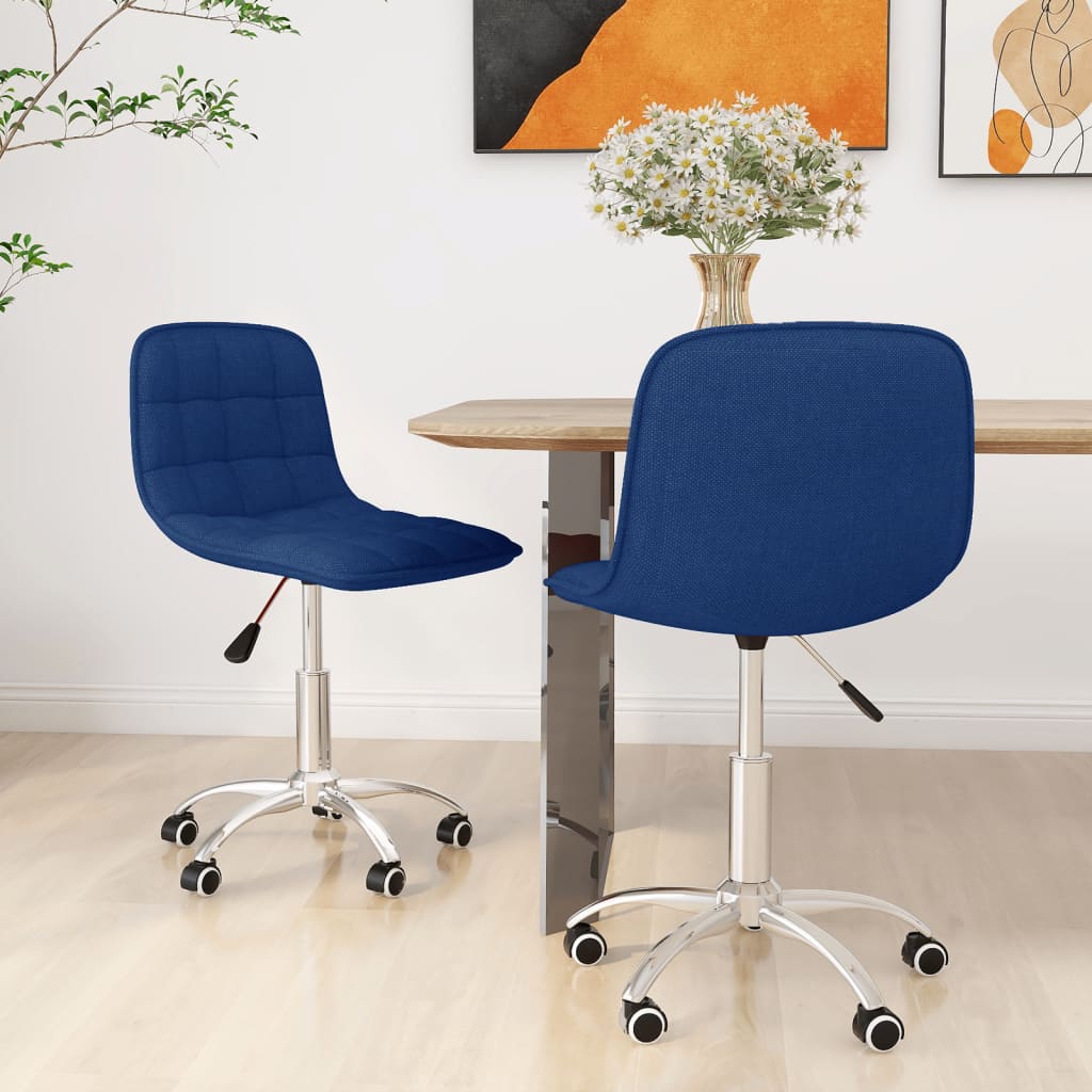 Esszimmerstühle 2 Stk. Drehbar Blau Stoff