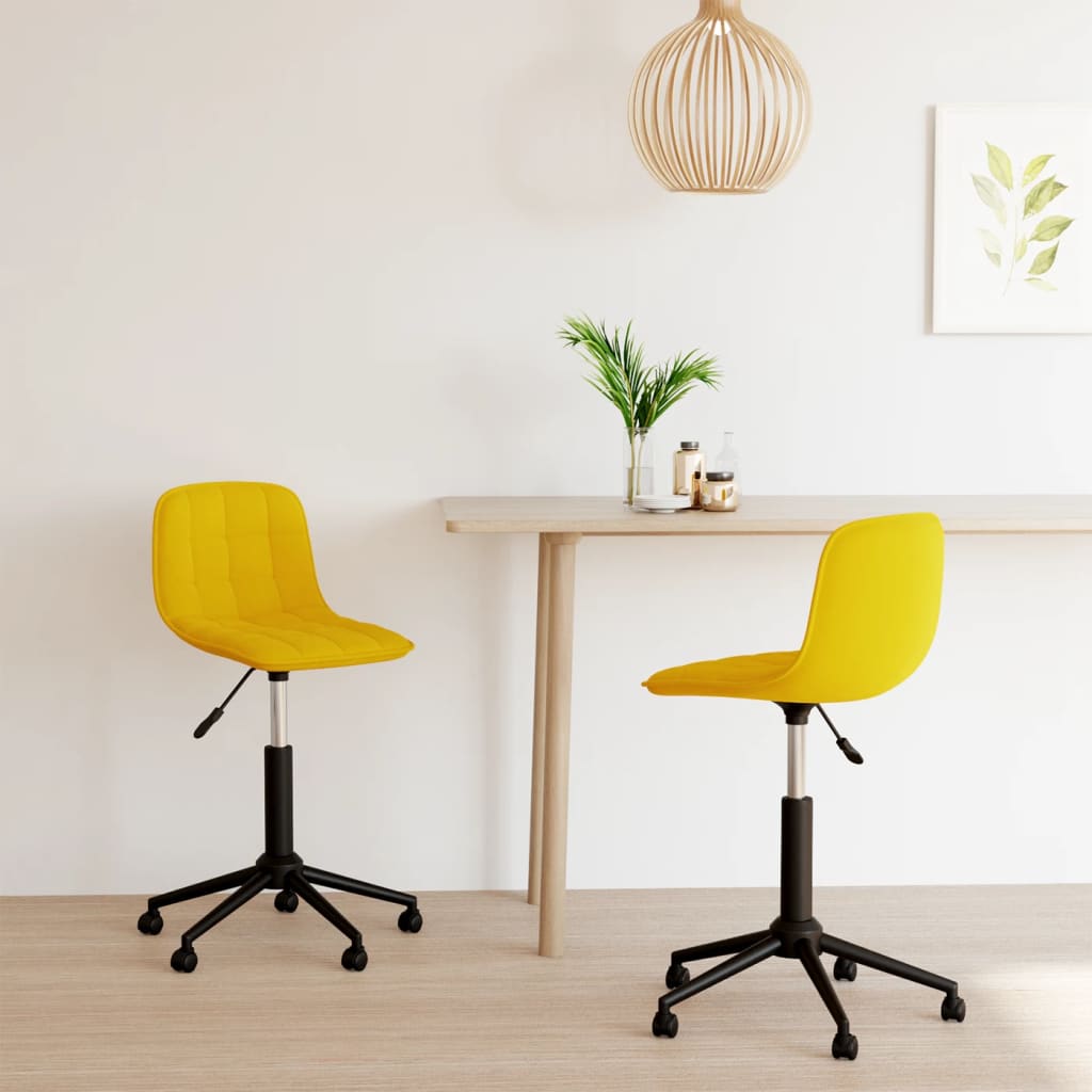 Esszimmerstühle 2 Stk. Drehbar Gelb Samt