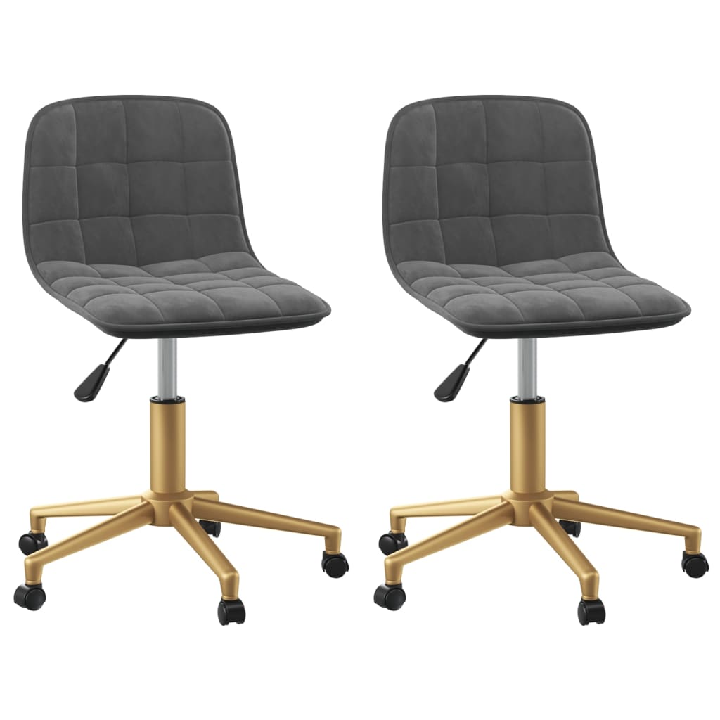 Esszimmerstühle 2 Stk. Drehbar Dunkelgrau Samt