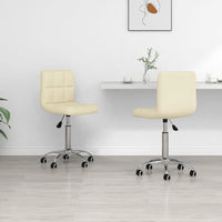 Thumbnail for Esszimmerstühle 2 Stk. Drehbar Creme Stoff