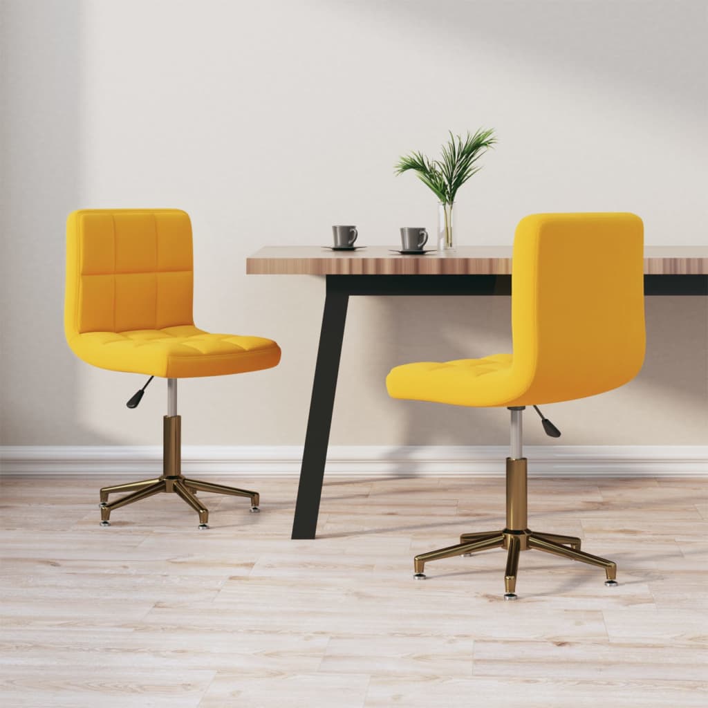 Esszimmerstühle 2 Stk. Drehbar Senfgelb Samt