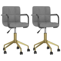 Thumbnail for Esszimmerstühle 2 Stk. Drehbar Hellgrau Samt