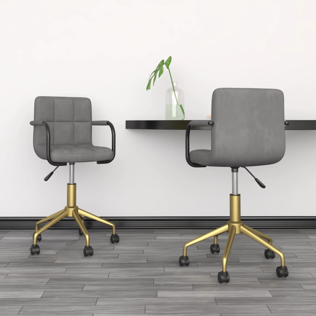 Esszimmerstühle 2 Stk. Drehbar Hellgrau Samt