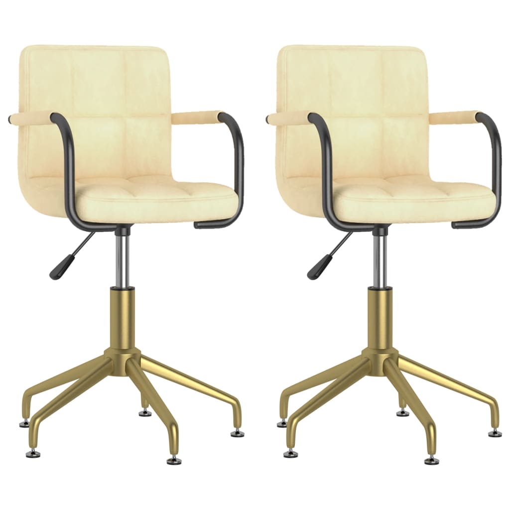 Esszimmerstühle 2 Stk. Drehbar Creme Samt