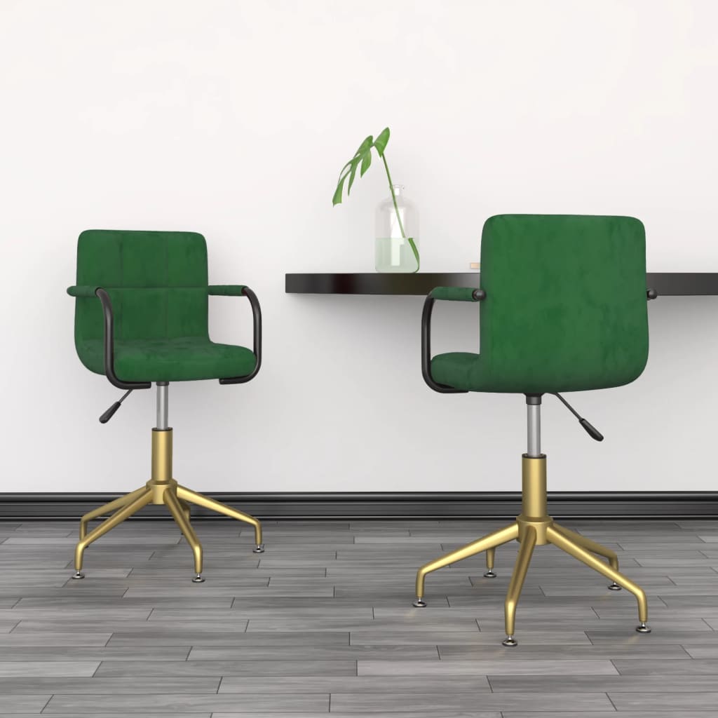 Esszimmerstühle 2 Stk. Drehbar Dunkelgrün Samt